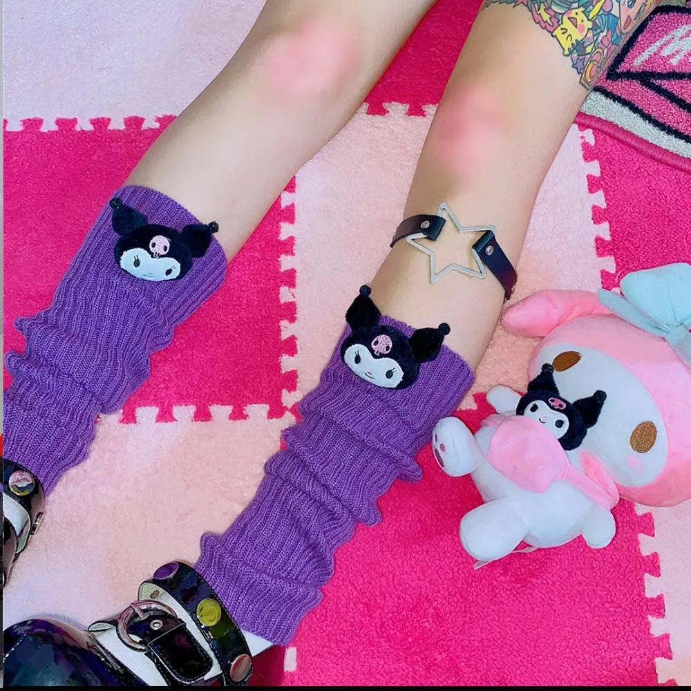 Lbsfy Y2K E-girl Goth Striped Women Leg Warmers 2000s Lady Cute Jk Stretch Knee-length Cool Hipster Warm Knit Sock Fashion Socks
