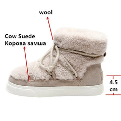 LBSFY  -  Sweet Women Wool Cow Suede Ankle Boots Female Big Size Snow Boots Dancing Casual Shoes Woman Newest Flats Platform Boots
