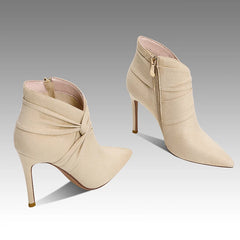 LBSFY  -  Thin High Heel Women Short Boots Suede Autumn Winter New British Style Ankle Boots Point Toe Ladies Shoes