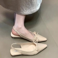 LBSFY -New Style Women's Sandals with Anti Slip Slim Heel Close Toes Elastic Band Bow Outdoor Black/White Fashion Sandals Zapatos Mujer