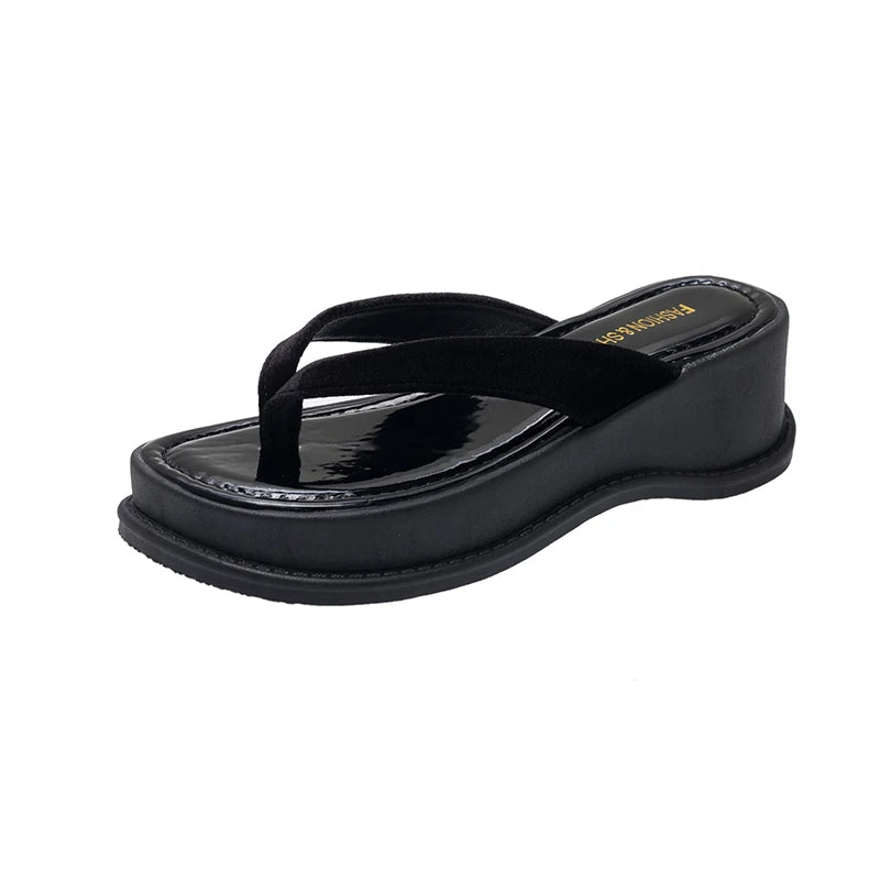 LBSFY  Summer Wedges Heel Women Flip Flop Fashion Clip Toe Slippers Shoes Beach Vacation Female Slides