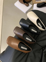 LBSFY  -  Round Toe Women Loafers 2024 New Arrivals Black Brown Khaki Beige Shallow Slip On Dress Shoes Daily Mules Shoes Mary Size 35-39