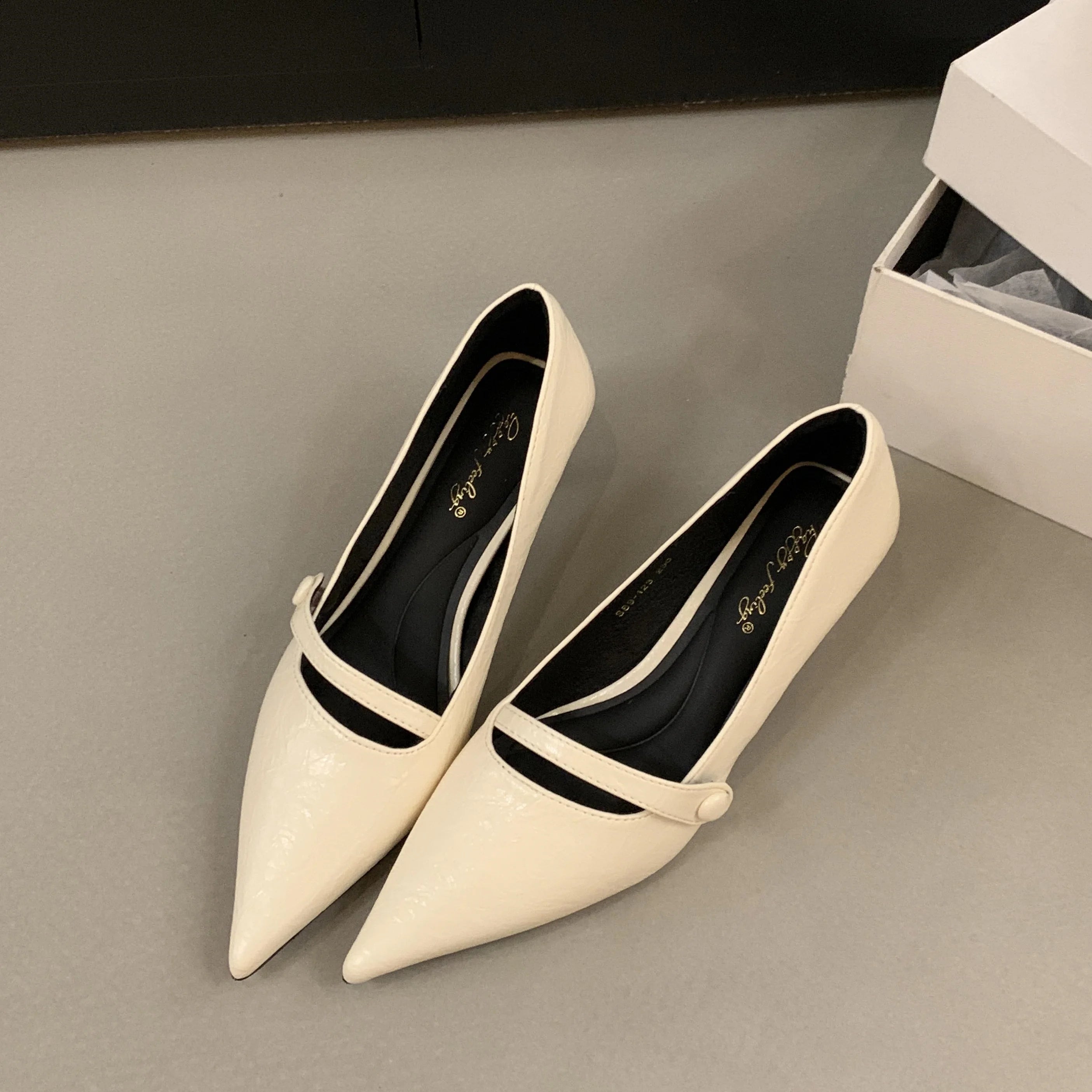 LBSFY  -Spring Women Pumps Shoes Fashion Pointed Toe Slip On Ladies Elegant Single Shoes Thin Low Heel Dress Pumps Shoes M