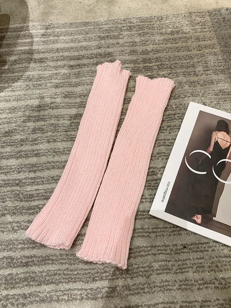 Lbsfy A Pair Of knitted JK Socks For Women White Black Pink Blue Kawaii Long Calf Socks Leg Covers Autumn And winter Warm Lolita Socks