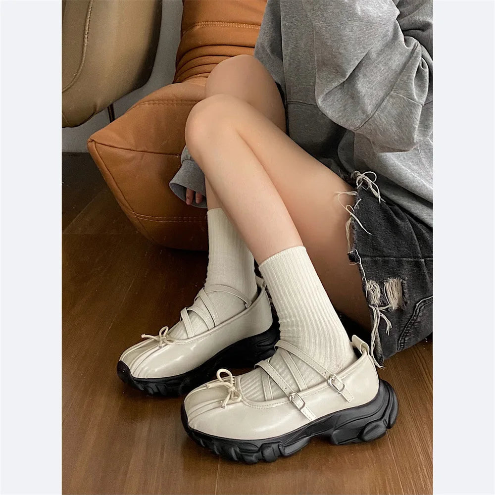 LBSFY -Summer Chunky Women Sports Shoes Fashion Shallow Butterfly-knot Platform Flat Shoes Ladies Casual Outdoor Mary Jane Shoes 2025