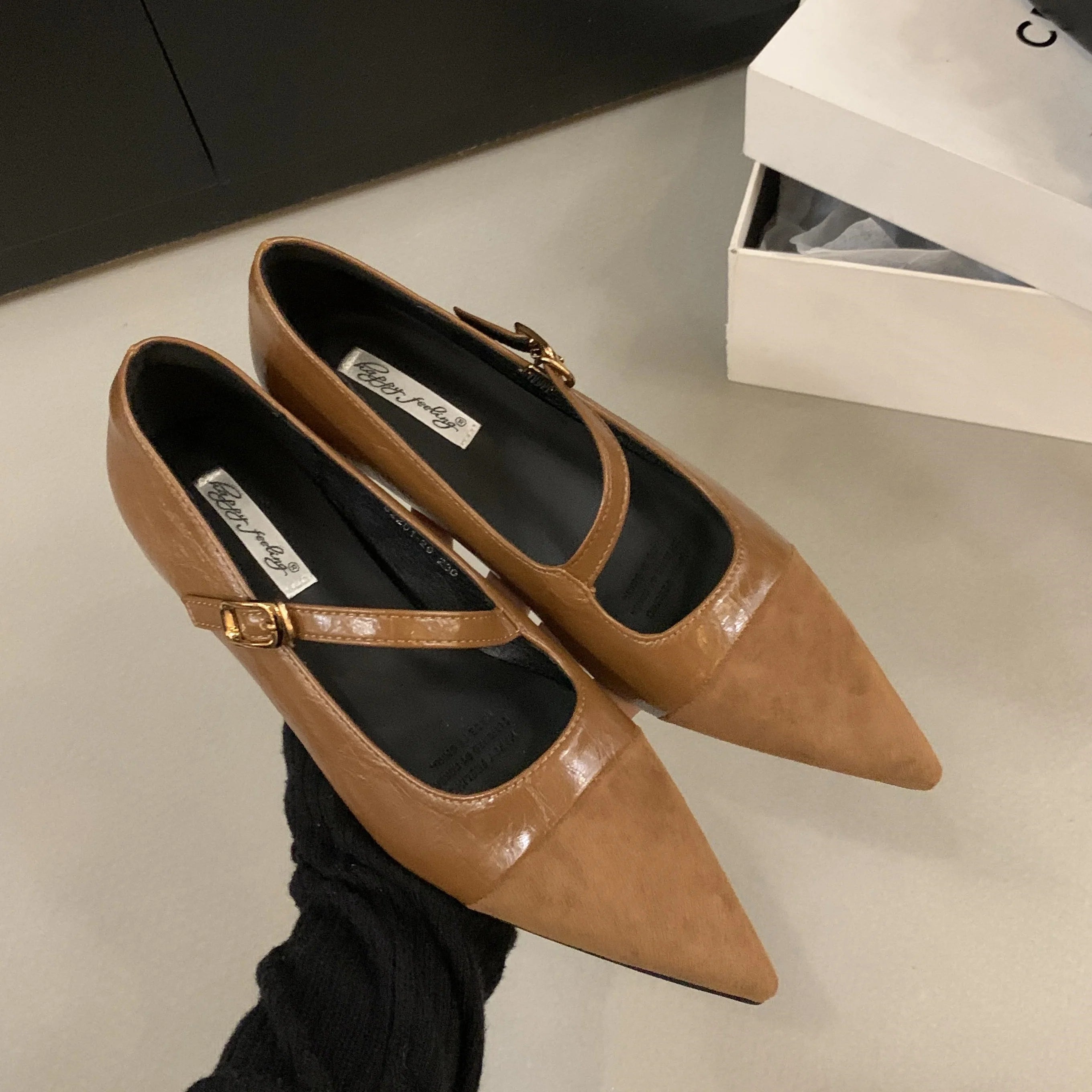 LBSFY  -Spring New Brand Women Flats Fashion Pointed Toe Slip On Ladies Casual Laofer Shoes Flat Heel Dress Flat Shoes Muj