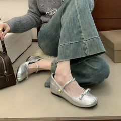LBSFY -Retro Inner Heightening Single Shoes for Women Black Mary Janes Commuter Blue Spring New Arrival Comfortable Casual Shoes