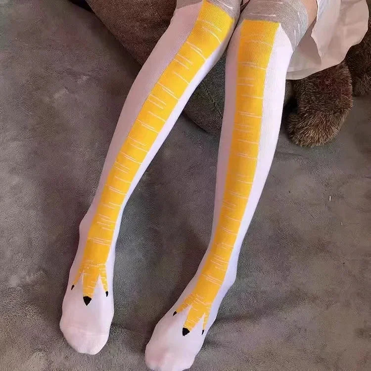 Lbsfy Funny Chicken Paw Stocking Over-knee Pressure Thin Leg Long Stockings Women Spring Autumn Winter Middle High School Girls Socks