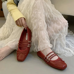 LBSFY  -Brand New Women Flats Soft Ballerinas Flat Heel Casual Ballet Shoes Fashion Square Toe Shallow Ladies Mary Jane Shoes