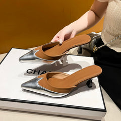 LBSFY -New Style Women Slippers Pointed Toe Sexy Fashion Shoes Elegant Summer Heeled Shoes Woman Designer Luxury Pumps Dress Shoes