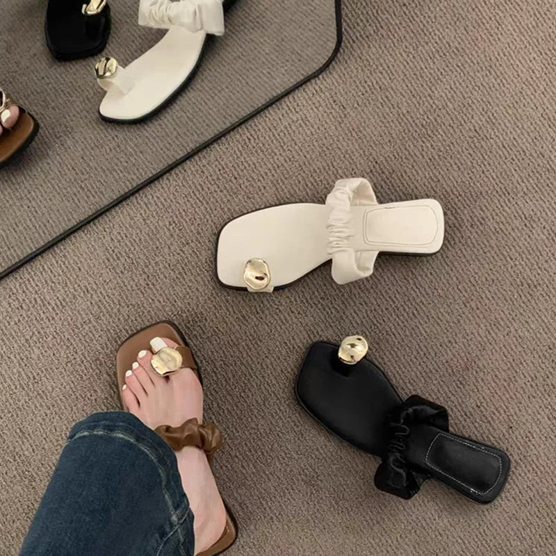 LBSFY  -  2024 Summers Clip Toe Women Slippers Fashion Elegant Low Heel Slides Shoes Ladies Casaul Outdoor Beach Sandalias Flip Flop