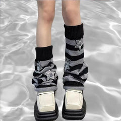 Lbsfy Japanese Star Leg Warmers Socks Striped JK Boot Cuffs Lolita Socks Harajuku Knit Sock Sets Thigh Garter y2k hot girl Accessories