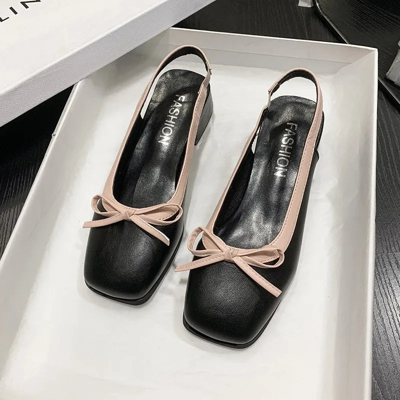 LBSFY -Summer Women's Flats Sliver Boat Shoes Square Toe Slip on Flat Shoes for Woman Ballet Flats Comfortable Bow Women's Sandals