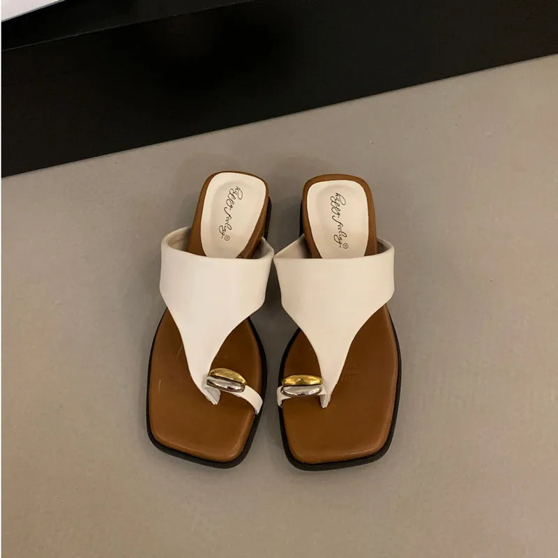 LBSFY -  Summer Women Slipper Ladies Slip On Flip Flop Low Wedge Heel Outdoor Dress Slides Beach Shoes Mujer