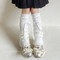 Lbsfy Korean Sweet Kids Lace Leg Warmers Knitted Foot Cover Children Girls Lolita Style Solid Autumn Winter Elastic Tube Socks