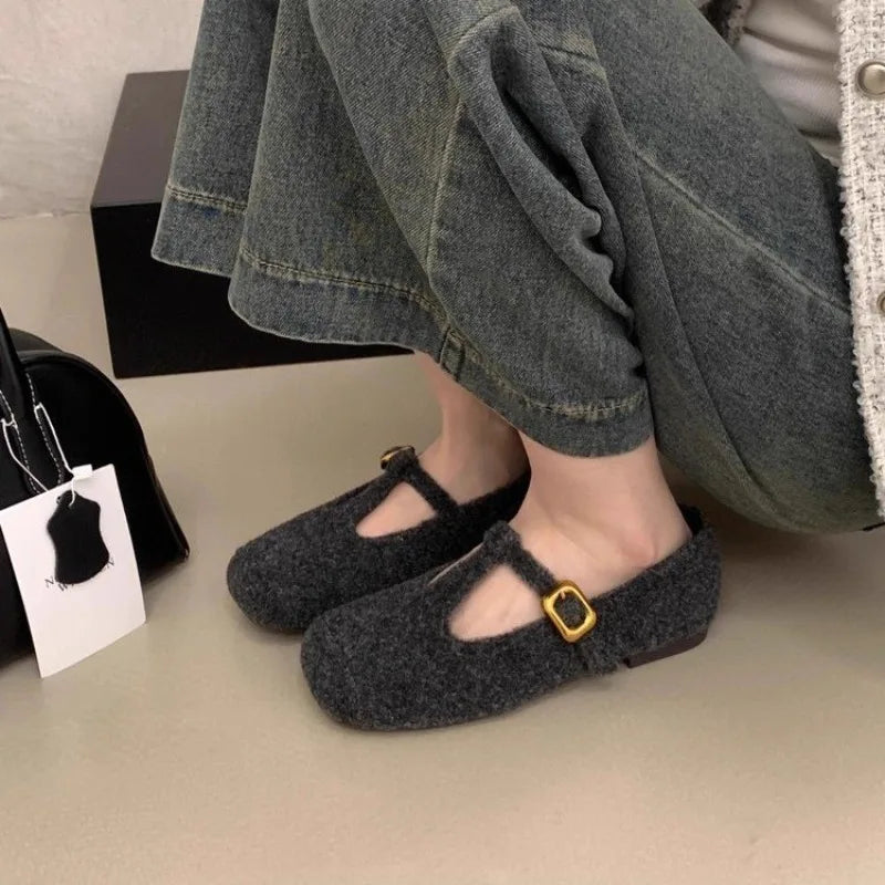 LBSFY -New Style Fashion Women's Flats Round Toe Slip On Ladies Elegant Mary Jane Shoes Soft Flat Heel Outdoor Dress Ballerin Shoes