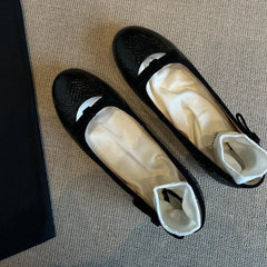 LBSFY -Women's Slip-On Ballet Flat Shoes Summer New Style Retro Fairy Evening Commute Low Heel round Toe Soft Leather Shoes