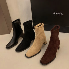 LBSFY -New Style Women's Ankle Boots Square Heel Platform Boots Women Sexy High Heels Shoes Winter Casual Fashion Boots Shoes for Women