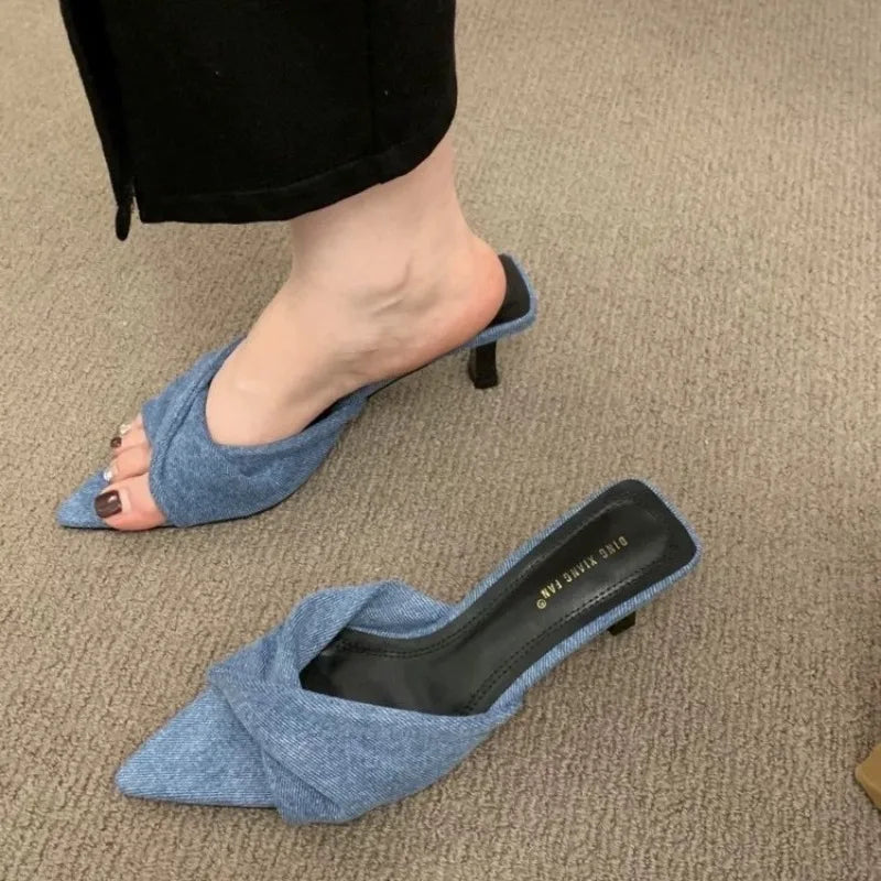 LBSFY -Summer Fashion Simple Ladies Slippers Dew Feet High Heels Solid Color Comfortable Casual SlippersFashion Slippers