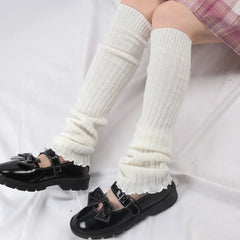 Lbsfy Autumn Winter Leg Warmers Women's Sweet Long Socks Wool Knitted Foot Cover Arm Warmer Y2K Crochet Boot Cuffs Loose Socks