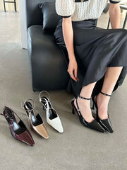 LBSFY  -  Gladiator Women Sandals Round Toe Summer Dress Shoes Thin High Heels Cross Strap Black White Gold Red Sexy Pumps Ankle Strap 39