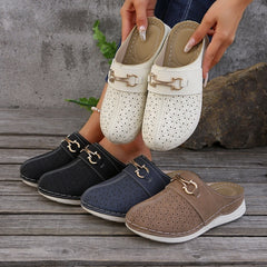 LBSFY -Design Chic Women’s Wedge Sandals Effortless Slip-On Platform Shoes with Comfort Cushioning for Casual Style Mules Slipper