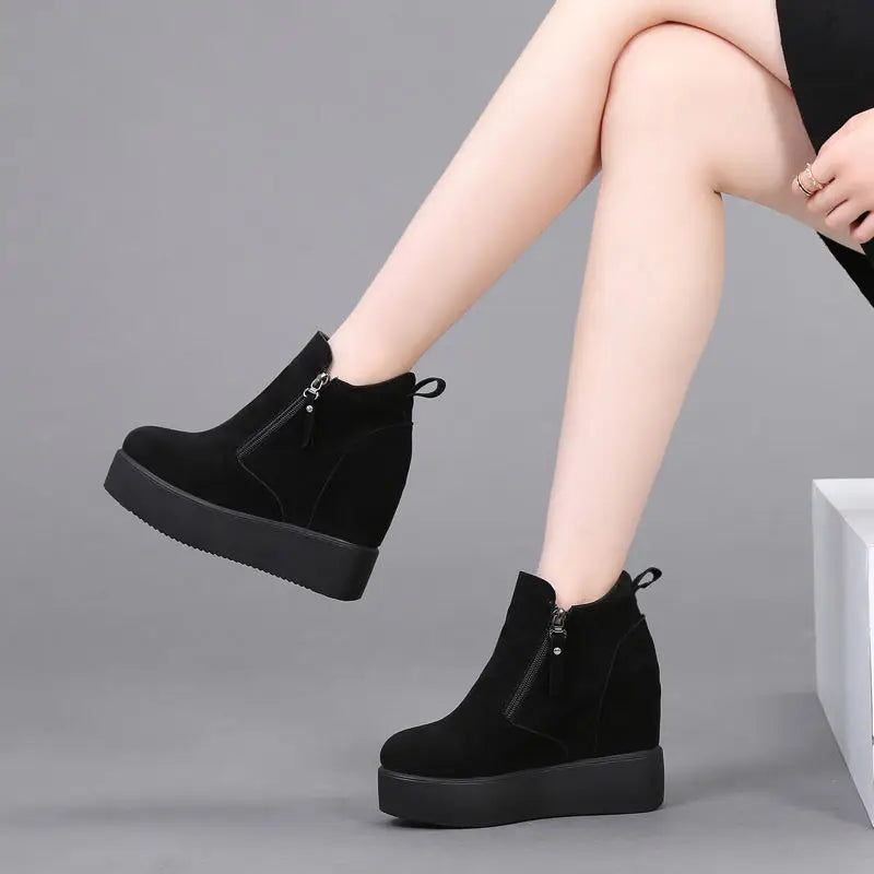 LBSFY  -  Winter Autumn Wedges Short Boots Women High Heel Snow Boots Short Plush Fur Ankle Boots Increased Internal Female Platform Shoes