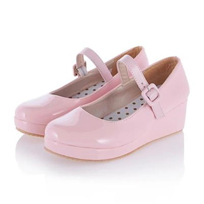 LBSFY  -  Sweet Lolita Shoes Round Head Muffin Heel Shallow Mouth Women Shoes Bowknot Kawaii Shoes