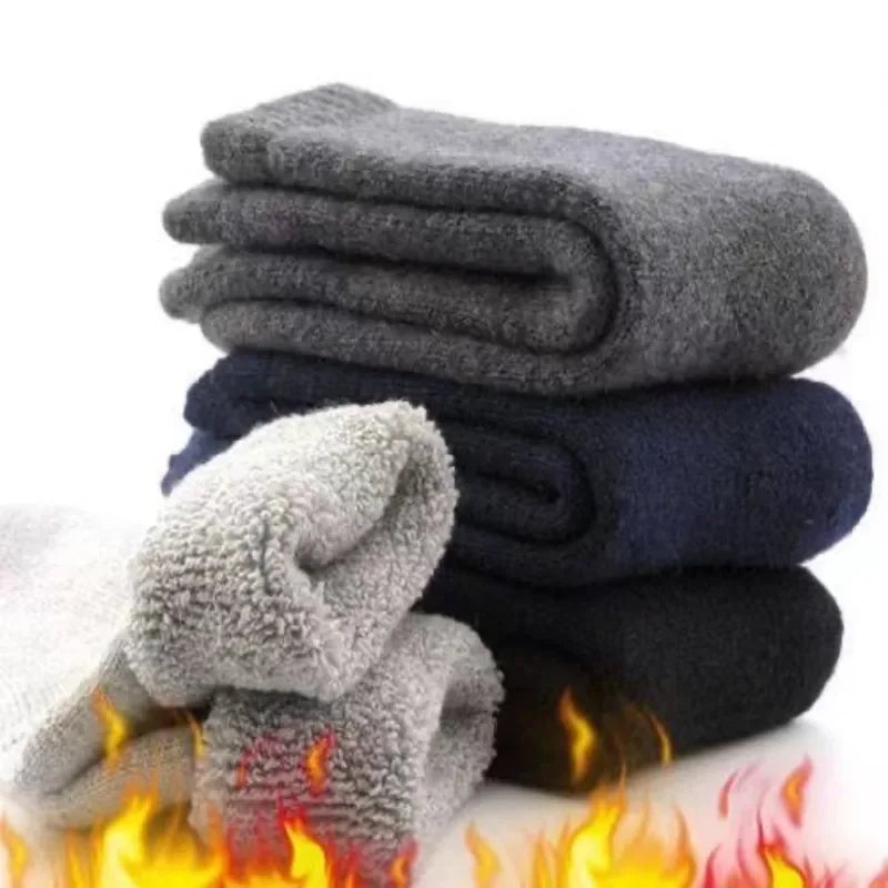 Lbsfy 5Pairs Winter Thicker Warm Men’s Sock Wool Male Women Socks Super Solid Socks Merino Wool Socks Against Cold Snow Terry Sock