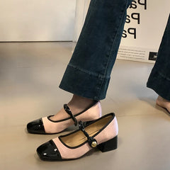 LBSFY  -  Vintage Square Toe Women Mary Jane Shoes Fashion Elegant Shallow Thick Heel Single Shoes Ladies Casual Outdoor Dress Pumps