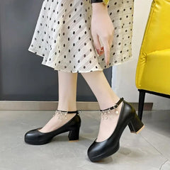 LBSFY -Women Elegant 6cm High Heels Lady Fashion Crystal Ankle Strap Thick Heeled Pumps Autumn 2024 Wedding Bridal Luxury Party Shoes
