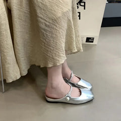 LBSFY -French Style Soft Shallow Heel Slippers Women's Spring Summer Trendy Knitted Outerwear Half Slippers Lazy Person Shoes