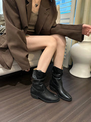 LBSFY  -  Clip Toe Women Ankle Boots Black Yellow Clip Toe Winter Autumn Chelsea Botas Flat Low Heels Winter Party Boots Woman Size 35-40