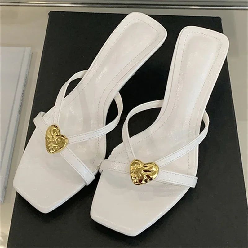 LBSFY -Summer Fashion Square Toe Women Slippers Narrow Band Sandals Thin Low Heels Party Female Slide Shoes Zapatos De Mujer