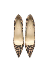 LBSFY  -  New suede leopard print high heels, women's slim heels, pointed toe single shoes, fashionable and sexy, shallow cut