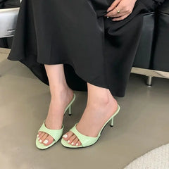 LBSFY  - Brand Women Slippers High Heels Sandals Sexy Pointed Open Toe Party Wedding Summer Shoes Woman Soft Outdoor Slides