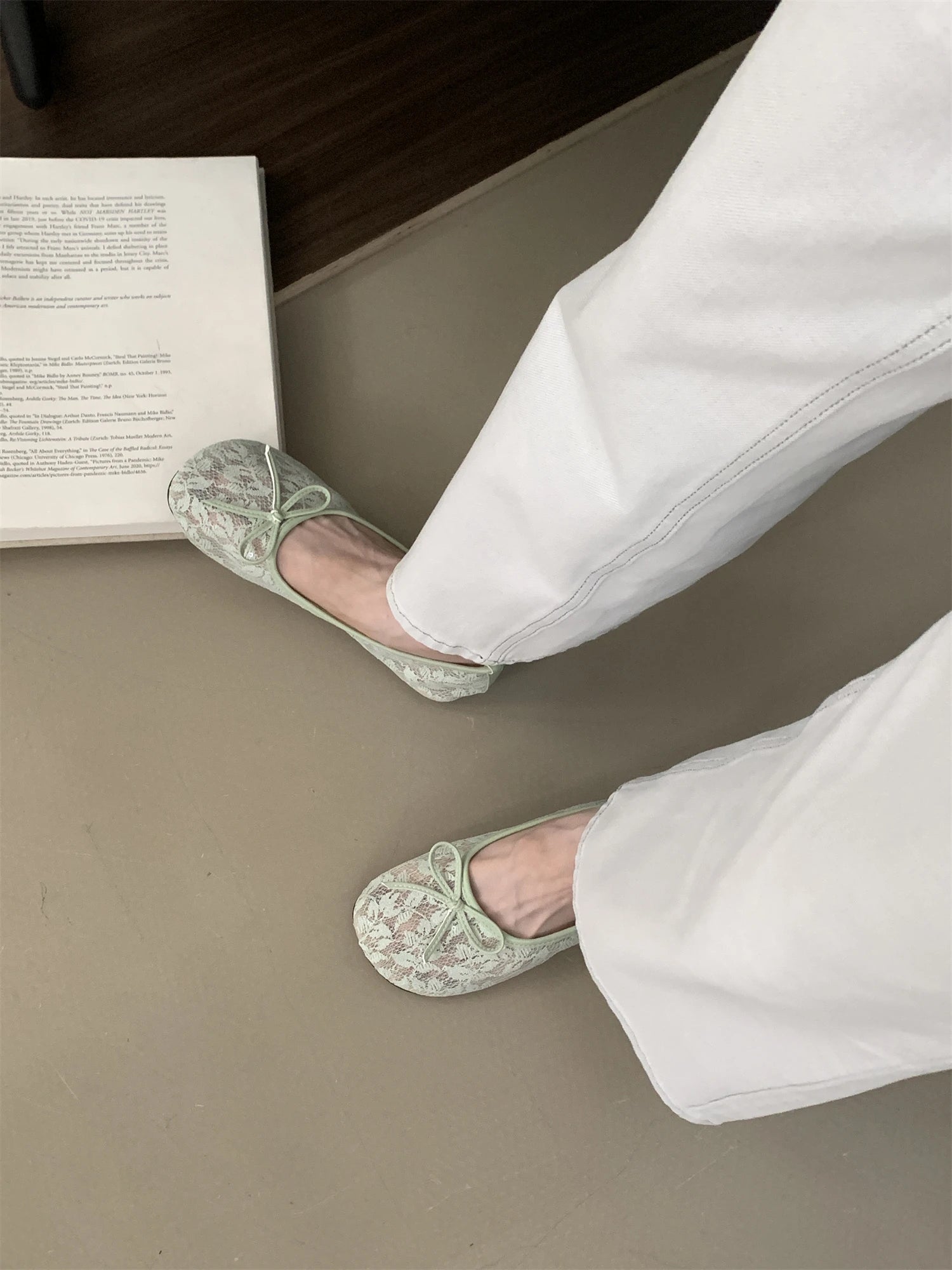 LBSFY -Summer Fashion Concise Round Head  Women Ballet Flats Low Heels Bow Mesh Party Slide Mules Casual Shoes Zapatos De Mujer