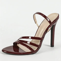 LBSFY  -  Sexy Narrow Band Back Strap Sandals Women Patent Leather Open Toe Gladiator Thin High Heels Summer Shoes for Women Zapatos Mujer