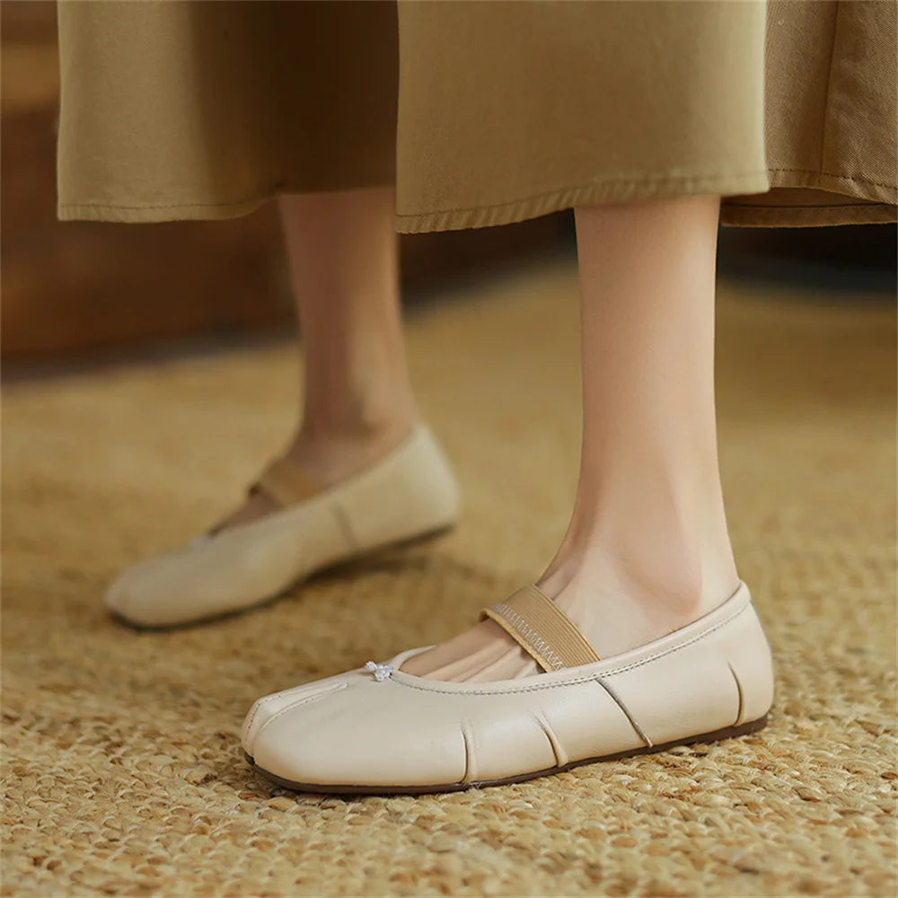 LBSFY  -  Women Ballet Flats Genuine Leather Shoes Soft Real Leather 2025 Ins Mary Jane Casual Flats Heels Wedding Dress Shoes