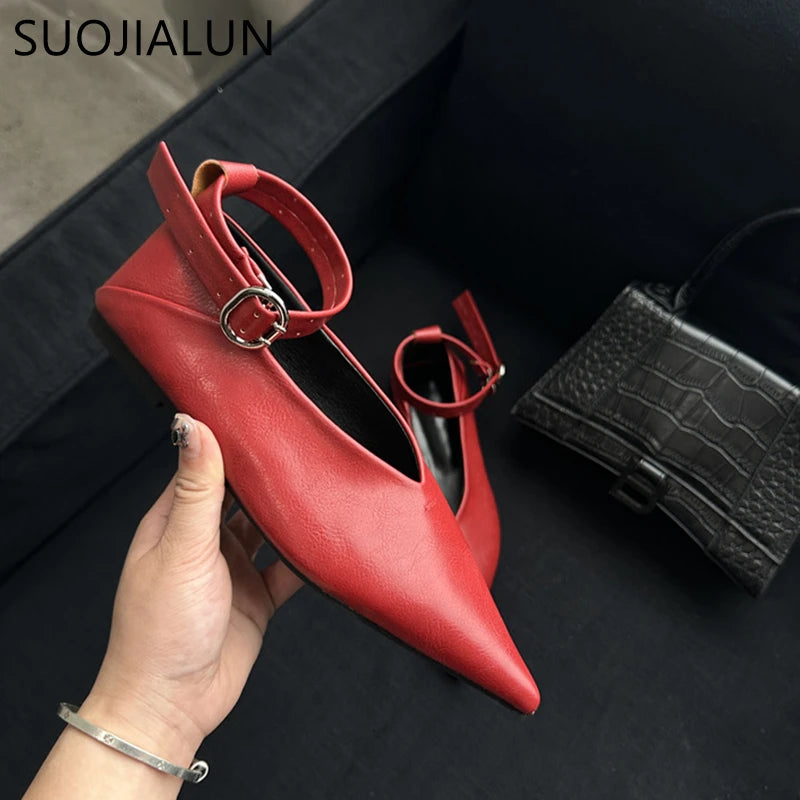 LBSFY  -  2024 Autumn Women Flat Shoes Fashion Pointed Toe Shallow Ladies Elegant Mary Jane Shoes Soft Flat Heel Dress Boat Shoe