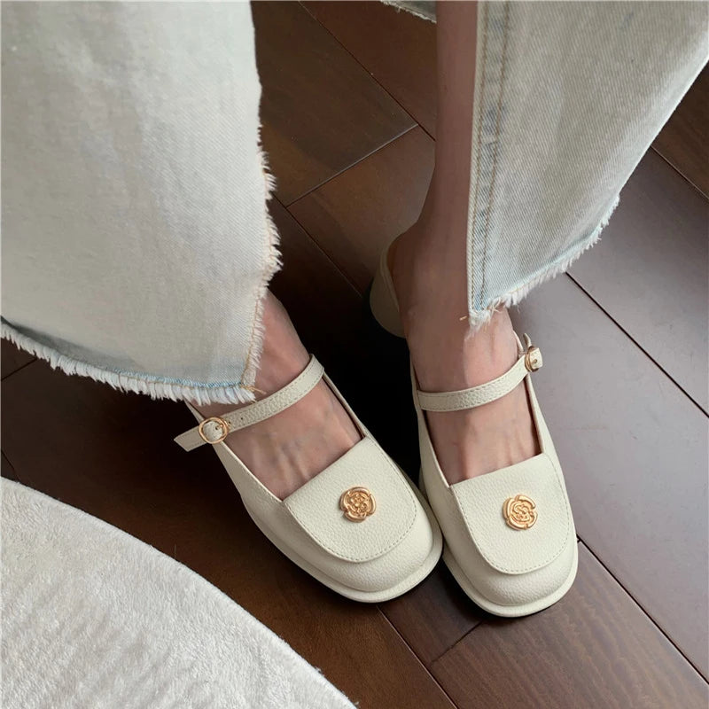 LBSFY  -  Designer Summers Flower Women Mules Slippers Fashion Elegant Cover Toe Slides Shoes Ladies Outdoor Dress Thick Heel Sandalias