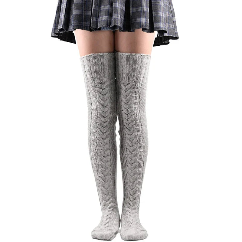Lbsfy Cute Long Socks Lolita Leg Warmer Knitted Woollen Foot Warmer Stockings Autumn Winter Woman Knee-High Socks Leisure Loose Socks