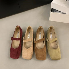 LBSFY  -Spring Brand Women Flats  Soft Leather Eelgant Dress Shoes Square Toe Shallow Slip On Ladies Casual Ballet Shoes