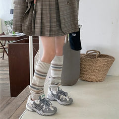 Lbsfy Vintage Striped Wool Leg Socks Harajuku Hot Girl Beggar Leg Warmers Y2k Punk Knitted Leg Cover Japanese Accessories