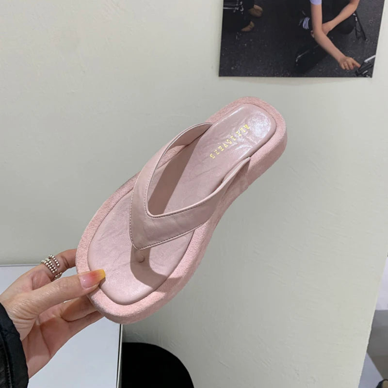 LBSFY  Summer Women Casual Clip Toe Slippers Comfort Platform Flats Beach Vacation Slides Flip Flops Shoes Zapatos De Mujer