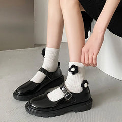 LBSFY -Women Black Lolita Shoes Casual Platform Mary Janes Heels Women Vintage Pumps for Women College Student Low Heel Women's Shoes