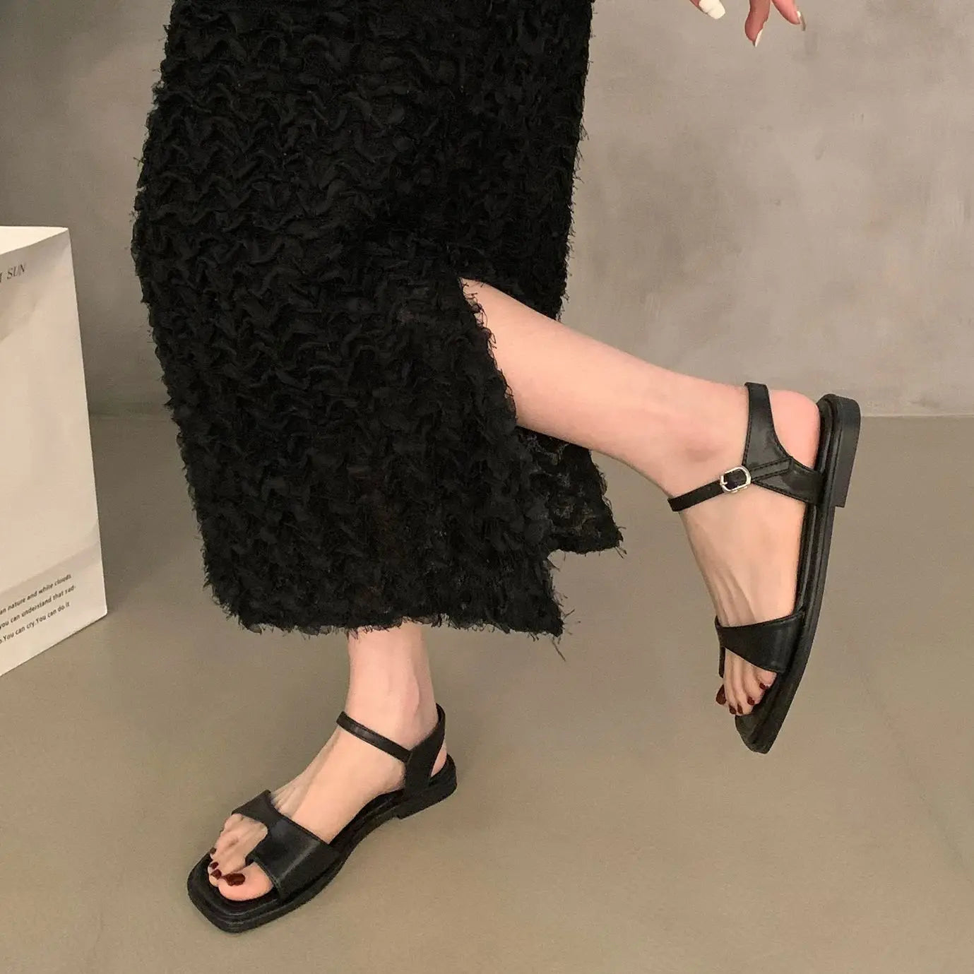 LBSFY -Brand Summer Women Sandals Soft Flat Heel Casual Ladies Gladiator Shoes Women Outdoor Beach Rome Sandals Vacation Slide