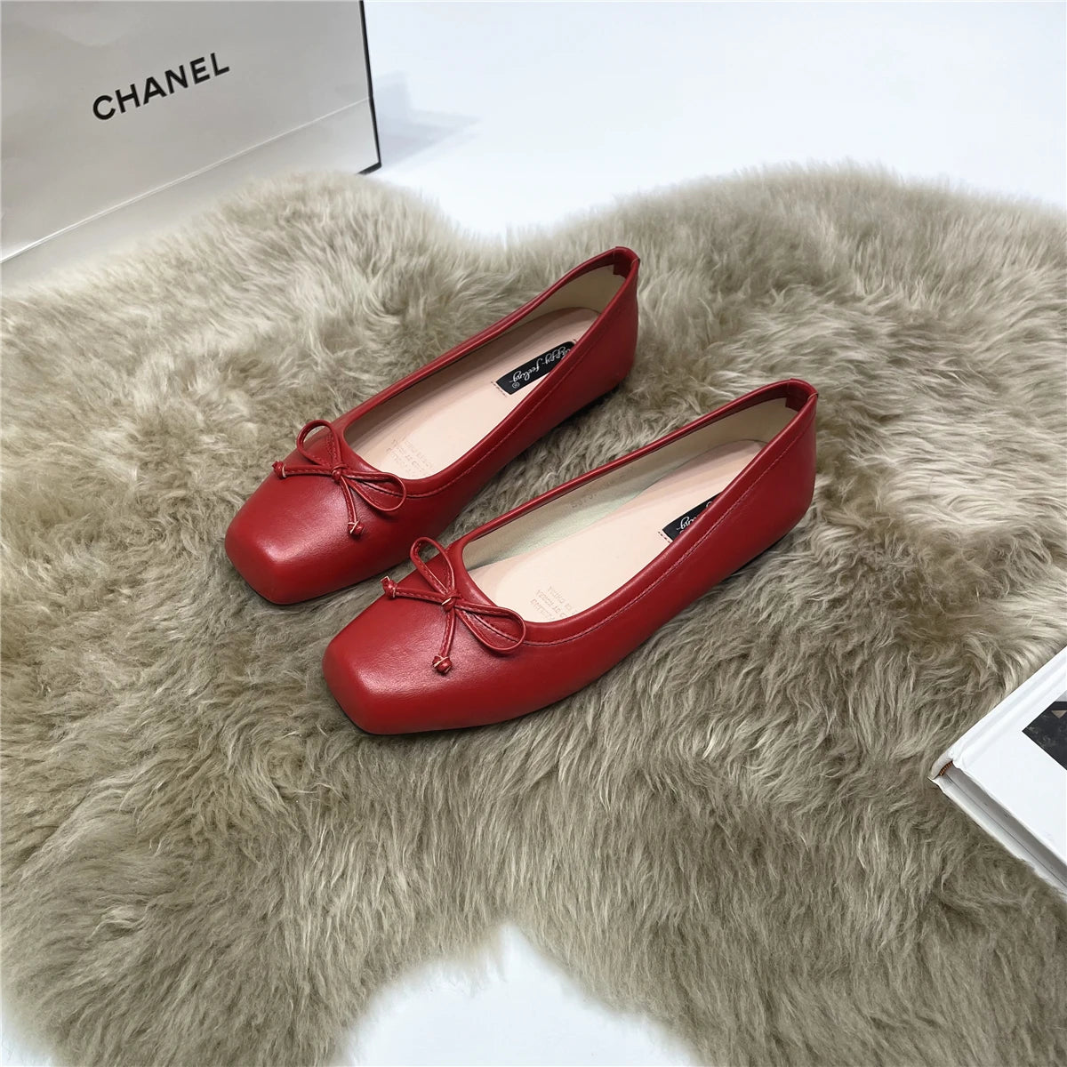 LBSFY -Women Flats New Slip On Flat Loafers Patchwork Square Toe Shallow Ballet Shoes knitting Casual Flat Shoes Ballerina