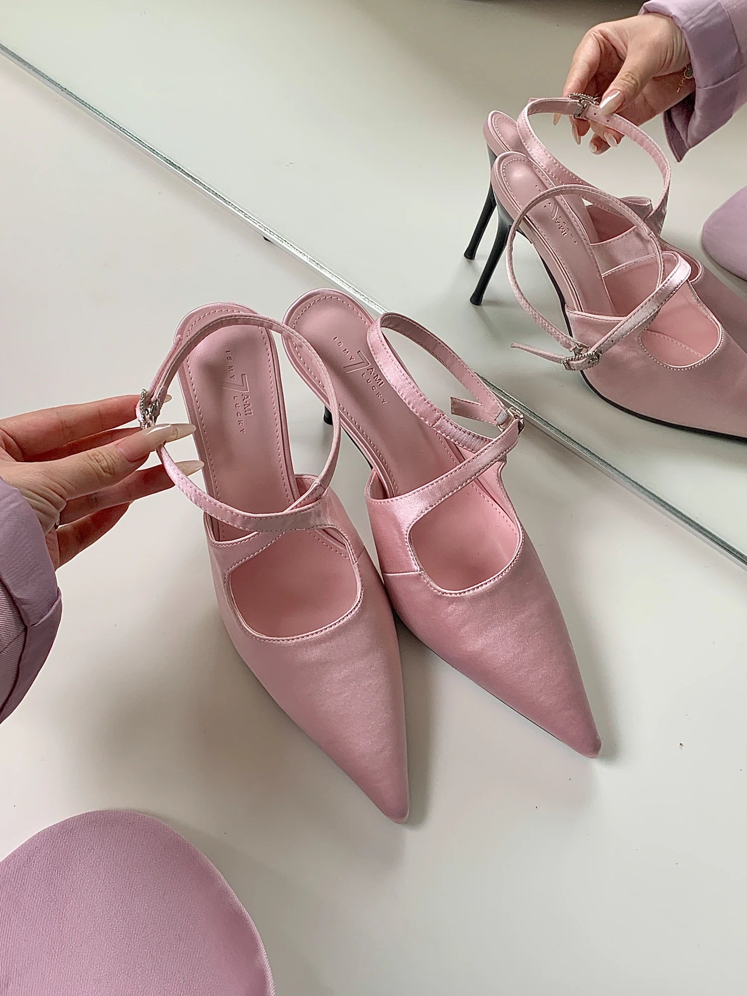 LBSFY  -  Ankle Strap Buckle Sandals Ladies Brand Designer Stiletto Pointed Toe Hollow Walking Show Shoes for Women Dress Pumps M