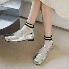 Lbsfy Women's Ankle Socks Spring Summer Black White Fashion Cute Kawaii Lolita Thin Cotton Mesh Breathable Low Tube Socks Calcetines